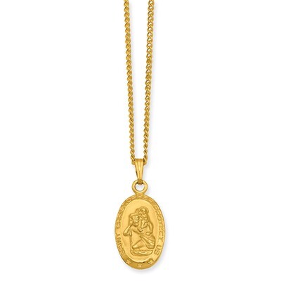 Kelly Waters Small Oval Saint Christopher Medal Necklace 18 Inch Gold-plated KW422-18, MPN: KW422-1…