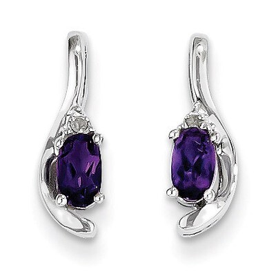 Amethyst Diamond Earring 14k White Gold Genuine XBS371, MPN: XBS371, 883957469522