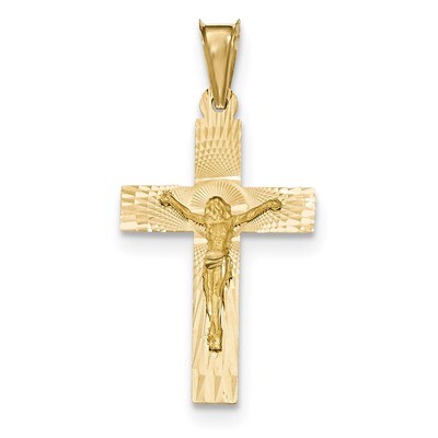 Satin and Diamond -cut Crucifix Pendant 14k Gold Polished K5541, MPN: K5541, 886774618784