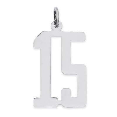 Charm Number 15 Elongated Pol Sterling Silver Small QES15, MPN: QES15, 191101189975