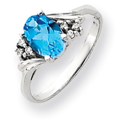 8x6mm Oval Blue Topaz Diamond ring 14k White Gold Y4605BT/AA, MPN: Y4605BT/AA, 883957472058