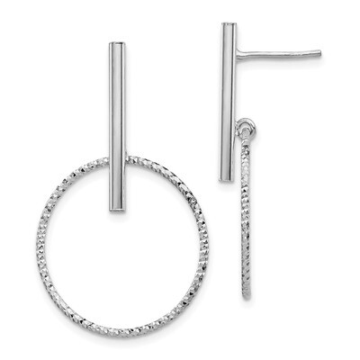 Leslie&#39;s Post Dangle Earrings Sterling Silver Rhodium Radiant Essence Diamond-cut HB-QLE1265, MPN: …