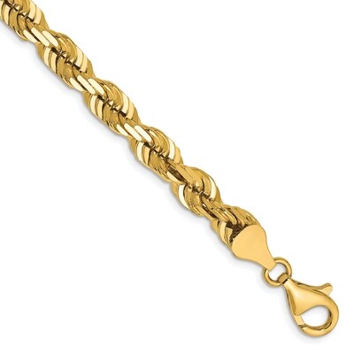 9 Inch 6.5mm Diamond Cut Rope Chain 14k Yellow Gold 045L-9, MPN: 045L-9, 883957725420