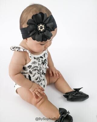 Black Headband Headwrap Baby Flower Headband Baby Girl Headband Photo Prop Big Flower Headband Flow…
