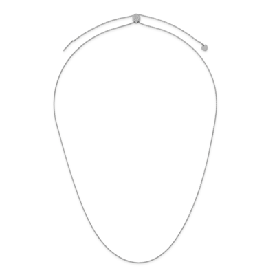 CZ Diamond Adjustable 18 Inch Necklace Sterling Silver Rhodium-Plated QMM100-18, MPN: QMM100-18,