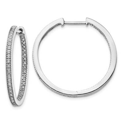 Polished Diamond In and Out Hinged Hoop Earrings 14k White Gold EM5424-033-WA, MPN: EM5424-033-WA, …