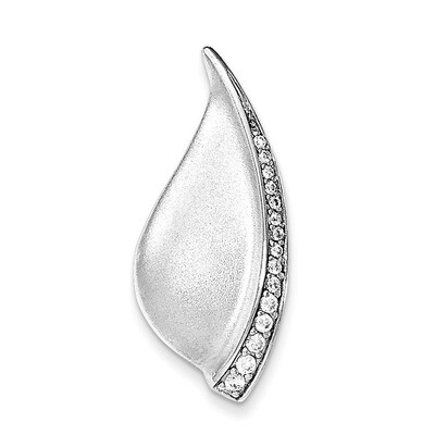 Polished &amp; Sandblast CZ Fancy Chain Slide Pendant Sterling Silver QP4304