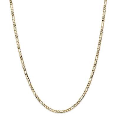 3.5mm Semi-Solid Figaro Chain 30 Inch 14k Gold BC93-30, MPN: BC93-30, 883957170886