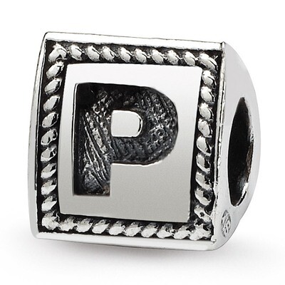 Letter P Triangle Block Bead - Sterling Silver QRS1429P, MPN: QRS1429P, 883957304755