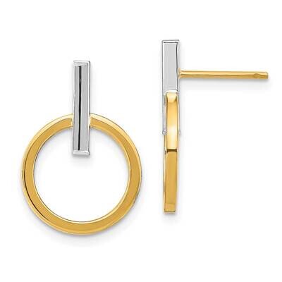 Leslie&#39;s Post Dangle Earrings 14k Two-tone Gold Polished HB-LE2092, MPN: LE2092, 191101736230