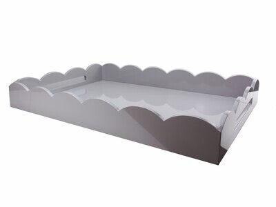 Addison Ross Large Chiffon Gray Scalloped Edge Tray 26 x 17 Inch Lacquer TR3001, MPN: TR3001, UPC/E…