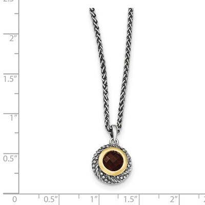 Garnet Necklace Sterling Silver &amp; 14k Gold QTC1401, MPN: QTC1401, 191101465772