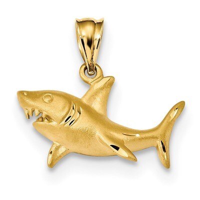 Shark Pendant 14k Gold Satin &amp; Diamond-cut K6019, MPN: K6019, 191101677410