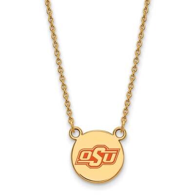 Oklahoma State University Small Epoxied Disc Pendant with Neck Gold-plated Sterling Silver GP070OKS…