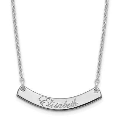 Small Polished Curved Edwardian Script Bar Necklace Sterling Silver Rhodium-plated XNA1217SS, MPN: …