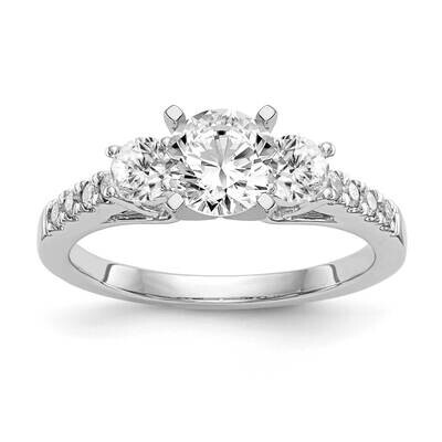 3-Stone Lab Grown Diamond Si1/Si2, G H I, Peg Set Semi-Mount Engageme 14k White Gold RM3040E-P/062-…