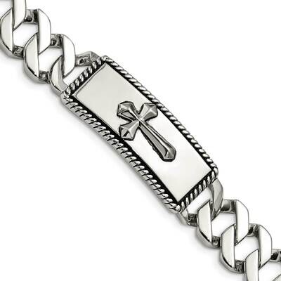 Antiqued Cross Bracelet Stainless Steel Polished SRB1420-8.5 by Chisel, MPN: SRB1420-8.5, 191101391…