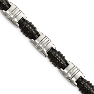 Black IP Link Bracelet Stainless Steel Brushed and Polished SRB2014-8.25 by Chisel, MPN: SRB2014-8.…