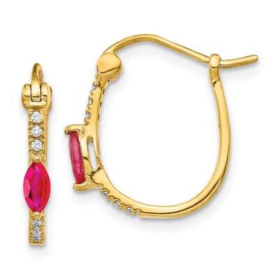 1/20ct Diamond &amp; Ruby Hinged Hoop Earrings 14k Gold EM5603-RU-006-YA, MPN: EM5603-RU-006-YA, 191101…