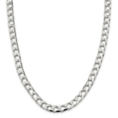26 Inch 8.6mm Polished Open Curb Chain Sterling Silver QFOC300-26, MPN: QFOC300-26, 883957753553