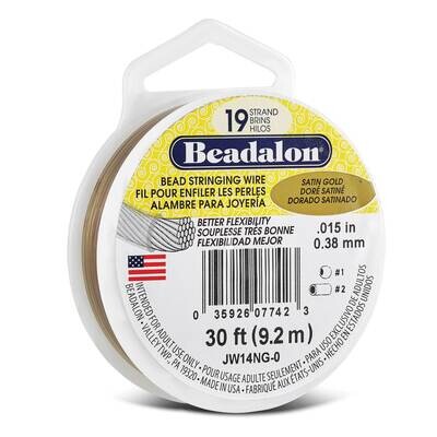 Beadalon 19 Satin Gold Color .012in Diameter 30 Feet Strand Wire CRD856/12, MPN: CRD856/12, 3592607…