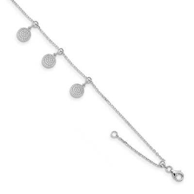 Circle Dangle 8.5in Adjustable Bracelet Sterling Silver Rhodium-plated CZ Diamond QG4791, MPN: QG47…