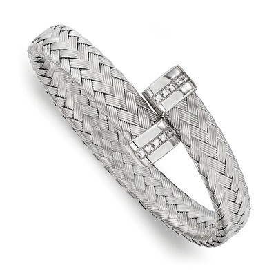 Leslie&#39;s CZ Braided Flexible Bangle Sterling Silver HB-QLF680, MPN: QLF680, 196904157565