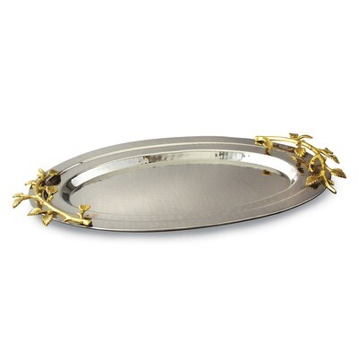 Golden Vine Hammered Oval Tray Stainless Steel GM14129, MPN: GM14129, 15227700374