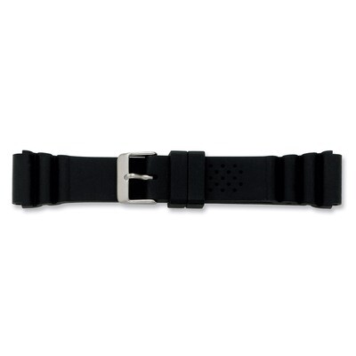 22mm Black Casio-Style Silicone Rubber Watch Band 8.5 Inch Silver-tone Buckle BA220-22, MPN: BA220-…