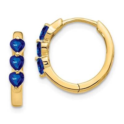 Created Sapphire Polished Hoop Earrings 14k Gold EM5606-CSA-Y, MPN: EM5606-CSA-Y, 191101838828