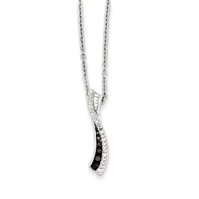 Black and White Diamond Pendant Necklace Sterling Silver QP2280, MPN: QP2280, 883957028811