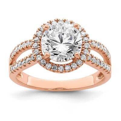 8mm Center CZ Diamond Halo Ring Sterling Silver Rose-tone QR6977, MPN: QR6977, 883957773162