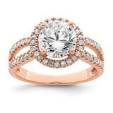 8mm Center CZ Diamond Halo Ring Sterling Silver Rose-tone QR6977, MPN: QR6977, 883957773162