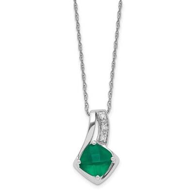 10k Gold White Gold Simulated May Birthstone and Diamond Necklace PXS2299/SIMMAY-0W