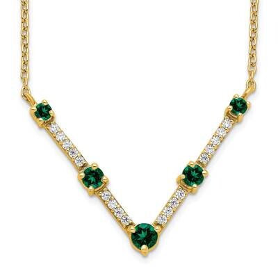 Created Emerald Necklace 14k Gold Lab Grown Diamond PM7512-CEM-010-YLG, MPN: PM7512-CEM-010-YLG, 88…