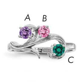 Synthetic 3 Stone Mother&#39;s Ring Sterling Silver Rhodium-plated XMR4/3SS-10, MPN: XMR4/3SS-10, 88395…