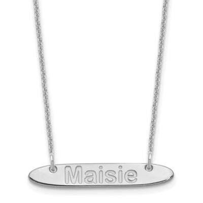 Polished Oblong Arial Rounded Bar Necklace 10k White Gold Small 10XNA1233W, MPN: 10XNA1233W,