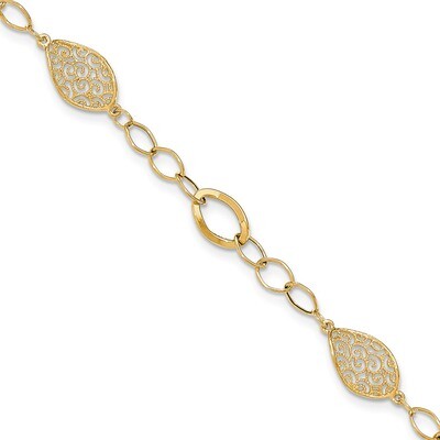Twisted Milgrain Filigree Polished Oval Link Bracelet 14k Gold SF2184-7.5, MPN: SF2184-7.5, 8867745…