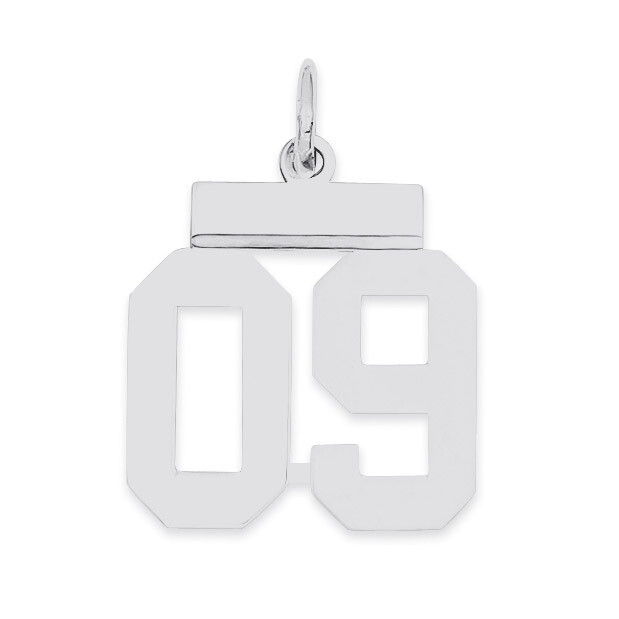 Small Polished Number 09 with Top Sterling Silver QSS09T