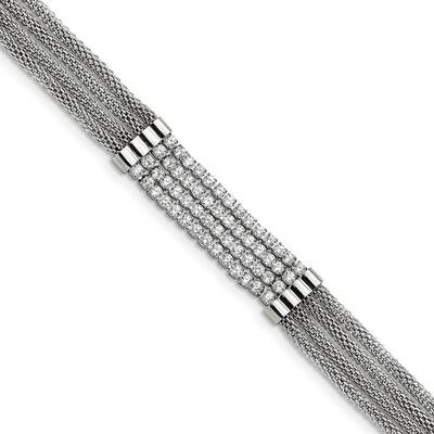 Cz Multi Strand 1.5 Inch Extender 6.5 Inch Bracelet Stainless Steel Polished SRB3027-6.5, MPN: SRB3…