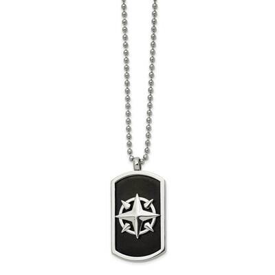 Polished Black Ip-Plated Compass 24 Inch Necklace Stainless Steel Brushed SRN2726-24 by Chisel, MPN…