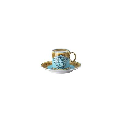 Versace Medusa Amplified Blue Coin AD Cup &amp; Saucer 4 1/4 Inch, MPN: 19335-403761-14715, 790955189041