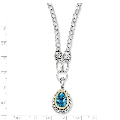 Swiss Blue Topaz 17 Inch Necklace Sterling Silver &amp; 14k Gold QTC45, MPN: QTC45, 742323128930