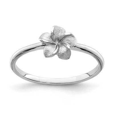 Polished Diamond-cut Plumeria Ring 14k White Gold Brushed D4743, MPN: D4743, 883957598277