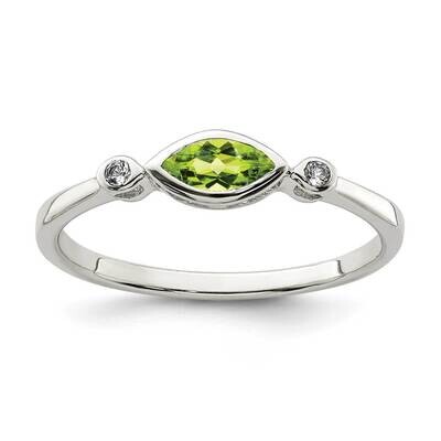 Peridot and White Topaz Ring Sterling Silver Polished QR7065AUG, MPN: QR7065AUG, 883957745640