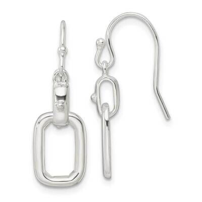 Rectangle Dangle Shepherd Hook Earrings Sterling Silver QE16080, MPN: QE16080, 196904149959