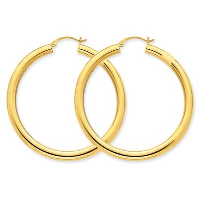 Polished 4mm x 50mm Tube Hoop Earrings 10k Gold 10T952, MPN: 10T952, 883957896380