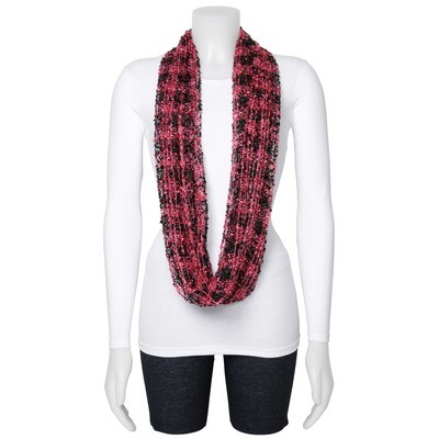 Fuchsia Black Silver Open Weave Circular Viscose Scarf GM13104, MPN: GM13104, 191101416095