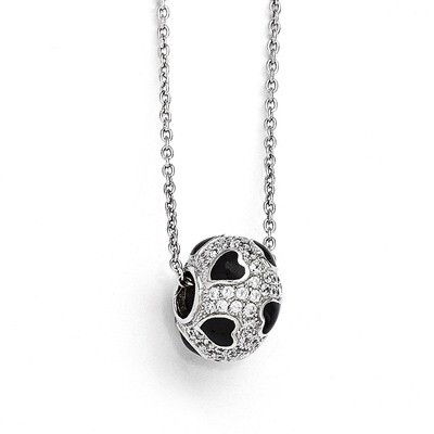 Heart Necklace Sterling Silver &amp; Cubic Zirconia QMP342-18, MPN: QMP342-18, 883957053226