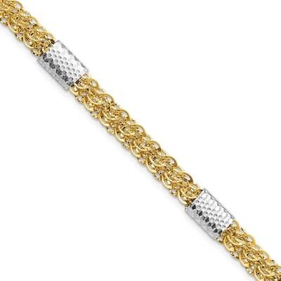 Textured Fancy Link Bracelet 14k Two-Tone Gold Polished FB1965-7.5, MPN: FB1965-7.5, 883957813134